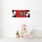 赤と黒のフォトコラージュ卒業ビニール 横断幕 (インサイチュ)