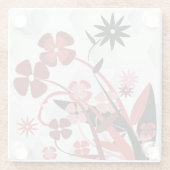 赤と黒のフラワーグラフィック ガラスコースター (裏面)