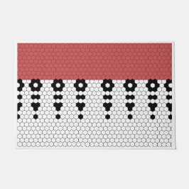 赤と黒のフリンジタイルデザイン ドアマット