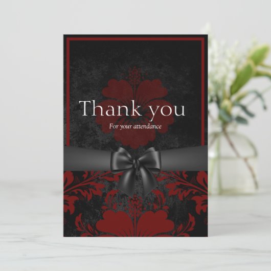 赤と黒のフローラサンキューカード 招待状 (スタンド正面)