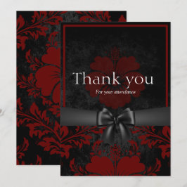 赤と黒のフローラサンキューカード 招待状