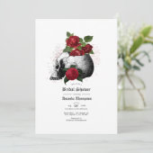 赤と黒のフローラスカルゴシックブライダルシャワー 招待状 (スタンド正面)