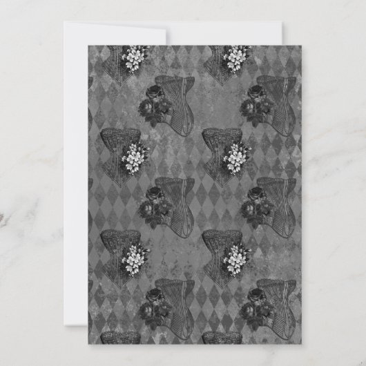 赤と黒のフローラスカルゴシック様式のカップルのシャワー 招待状 (裏面)