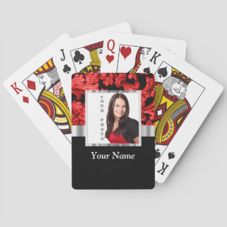 赤と黒のフローラダマスクテンプレート トランプ