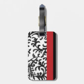 赤と黒のフローラダマスク ラゲッジタグ (裏面縦)