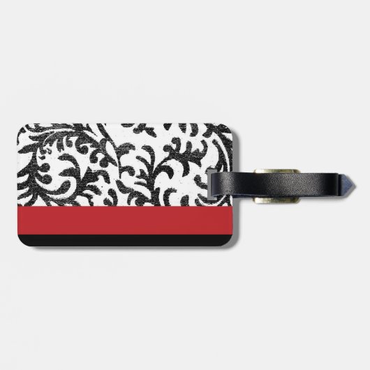 赤と黒のフローラダマスク ラゲッジタグ (裏面横)