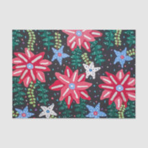 赤と黒のフローラプリント