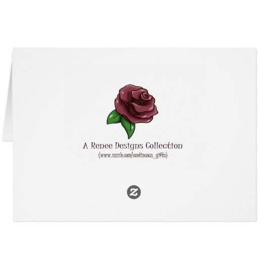 赤と黒のフローラボタンサンキューカード (裏面横)