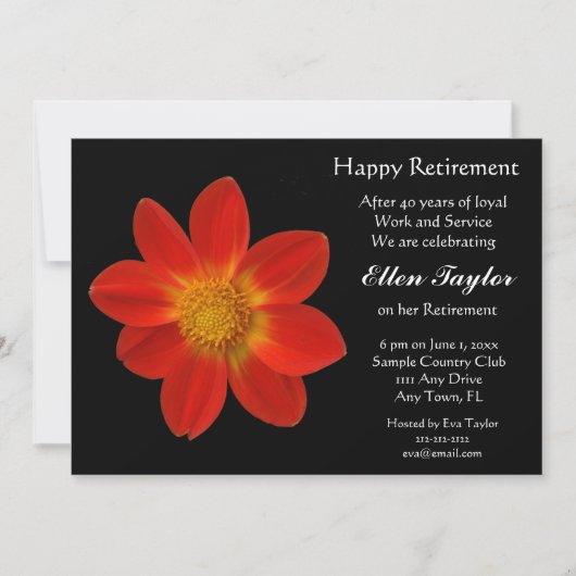 赤と黒のフローラ退職パーティの招待状 招待状 (正面)