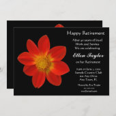 赤と黒のフローラ退職パーティの招待状 招待状 (正面/裏面)