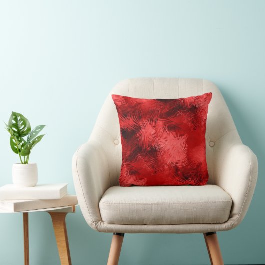 赤と黒のブラシエレガントストローク抽象芸術 クッション (椅子)