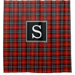 赤と黒のプレイドシャワモノグラムのーカーテン シャワーカーテン