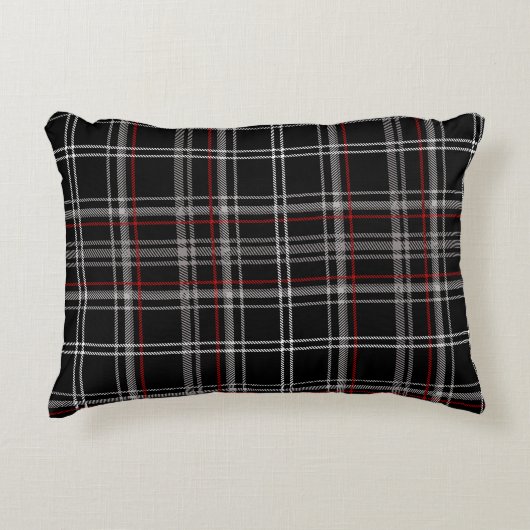 赤と黒のプレイドバッファローチェックパターン アクセントクッション (正面)