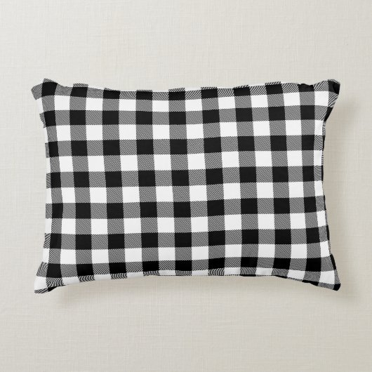 赤と黒のプレイドバッファローチェックパターン アクセントクッション (正面)