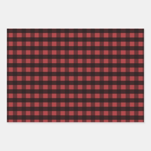 赤と黒のプレッドの組み合わせクリスマス ラッピングペーパーシート (正面2)