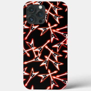 赤と黒のヘビーメタル電気ギターパターン iPhone 13 PRO MAXケース