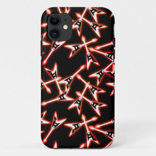 赤と黒のヘビーメタル電気ギターパターン iPhone 11 ケース
