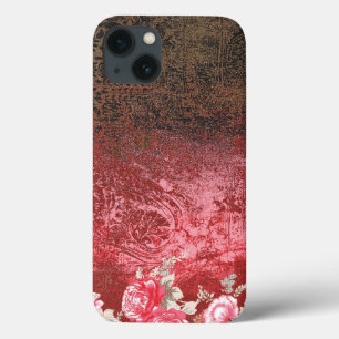 赤と黒のペイントで、背景は赤 iPhone 13ケース