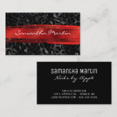 赤と黒のホイルヒョウのブラシストローク 名刺 (正面/裏面)