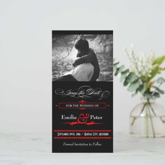 赤と黒のポスタースタイル日付を保存 セーブザデート (スタンド正面)