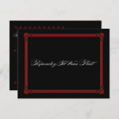 赤と黒のポスタースタイル結婚式RSVPポストカード インビテーションポストカード (正面/裏面)
