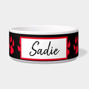 赤と黒のポープリントドッグズフード ボウル