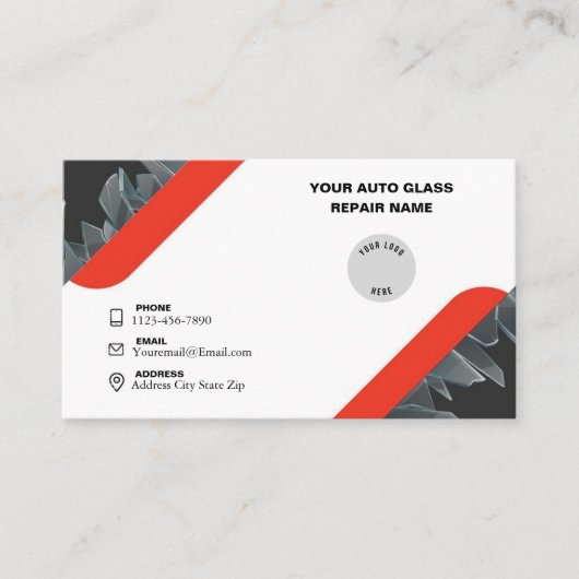 赤と黒のミニマリストAuto_Glass_Repair 名刺 (正面)