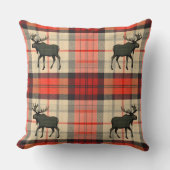 赤と黒のムース素朴プレイドパターン クッション (正面)