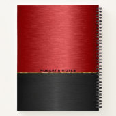 赤と黒のメタリック背景 ノートブック (裏面)