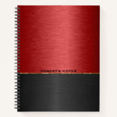 赤と黒のメタリック背景 ノートブック (正面)