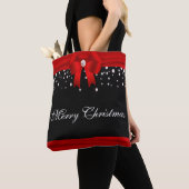 赤と黒のメリークリスマス トートバッグ (クローズアップ)