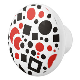 赤と黒のモダンアールデコ セラミックノブ