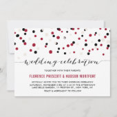 赤と黒のモダン紙吹雪ド結婚ット 招待状 (正面)