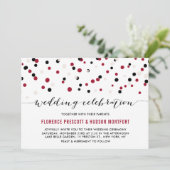 赤と黒のモダン紙吹雪ド結婚ット 招待状 (スタンド正面)