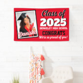 赤と黒のモノグラムと写真の卒業 横断幕 (インサイチュ)