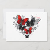 赤と黒のモルフォ・モナーク蝶 招待状 (裏面)