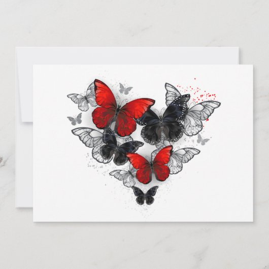 赤と黒のモルフォ・モナーク蝶 招待状 (裏面)