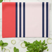 赤と黒のユニフォームのストライプ キッチンタオル (折り畳み)