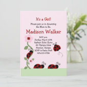 赤と黒のラディバグの花のつる植物シャワーの招待 招待状 (スタンド正面)