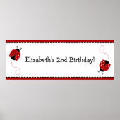 赤と黒のラディバグ誕生日バナーポスター ポスター (正面)