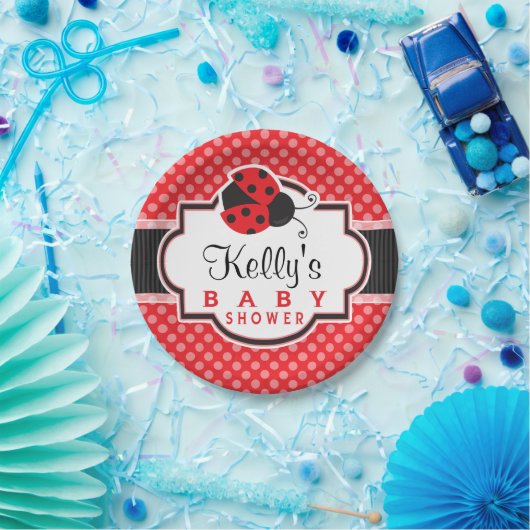 赤と黒のラディバグ；かわいい赤ちゃんシャワー ペーパープレート (パーティー)