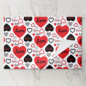 赤と黒のラブハート紙ランチョンマット ペーパーパッド (折り畳み)