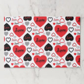 赤と黒のラブハート紙ランチョンマット ペーパーパッド (正面)