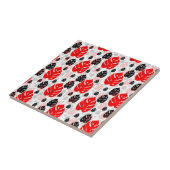 赤と黒のリーフ抽象芸術図形 タイル (側面)