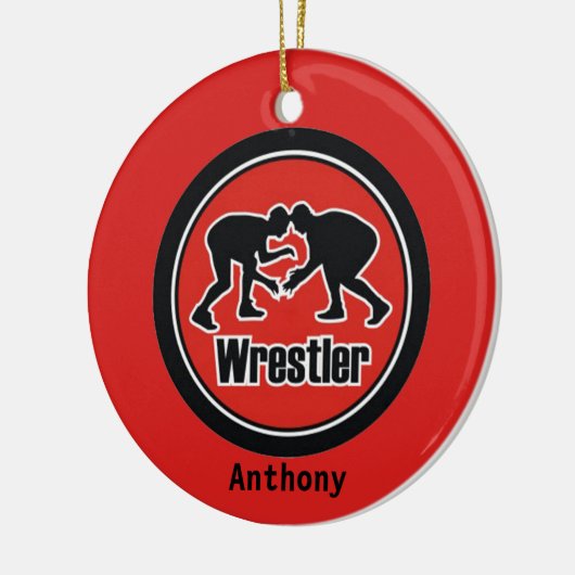 赤と黒のレスラーのクリスマスオーナメント セラミックオーナメント (左)