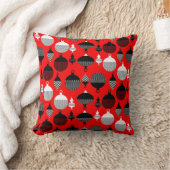 赤と黒のレトロクリスマス装飾ボール クッション (ブランケット)