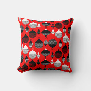 赤と黒のレトロクリスマス装飾ボール クッション