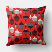赤と黒のレトロクリスマス装飾ボール クッション (裏面)
