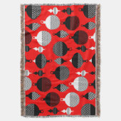 赤と黒のレトロクリスマス装飾ボール スローブランケット (正面縦)