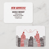 赤と黒のレトロ建築がデザインされた新しい住所カード エンクロージャーカード (正面/裏面)
